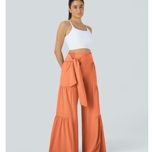 ✨NWT✨ HALARA Breezeful High-Waist Tie-Belt Wide-Leg Pants in Blush Orange